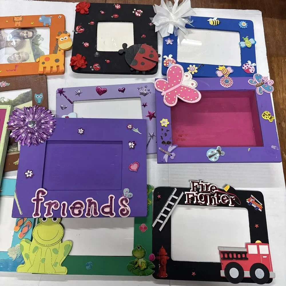 Lot of 14 Hand Painted Decorative Wooden Kids Picture Frames Princess Friends